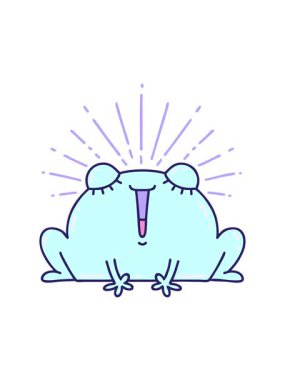 Geleneksel dövme stili mutlu kurbağanın çizgi filmini canlandırın.