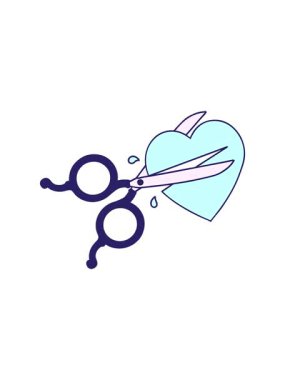 Dövmenin hareketli animasyonu geleneksel makas stilinde kalp kesiyor.