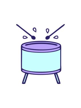 Çalan davulun tatlı çizgi filminin basınçlı canlandırması