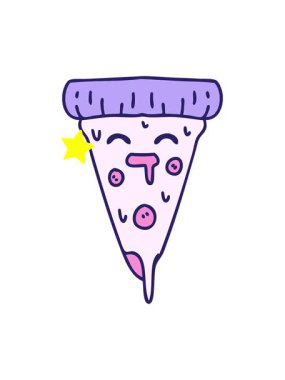 Parlayan yıldızlar erimiş peynirli bir pizza diliminin animasyonunu etkiler.