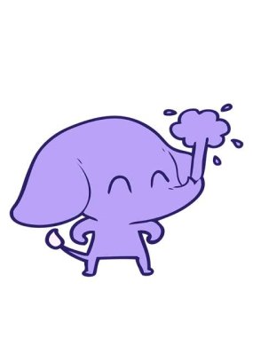 Su fışkırtan sevimli fil çizgi filinin hareketli animasyonu