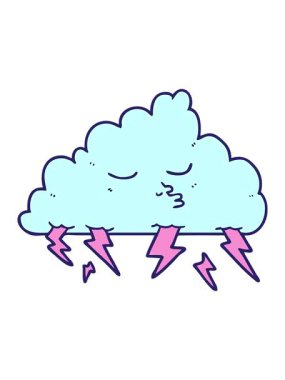 Çizgi film fırtına bulutunun basınçlı animasyonu