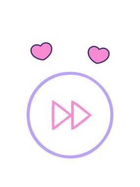 dönen kalp animasyonu hızlı ileri sarma simgesinin çizgi filmini çiziyor