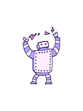 El çizimi karikatür tarzı dev robotun bölünme etkisi