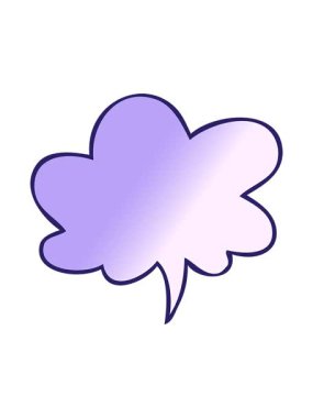 Karikatür konuşma baloncuğunun yumuşak bir gradyan tarzdaki basınçlı canlandırması ve pürüzsüz bir gradyan tarzla konuşma kabarcığı