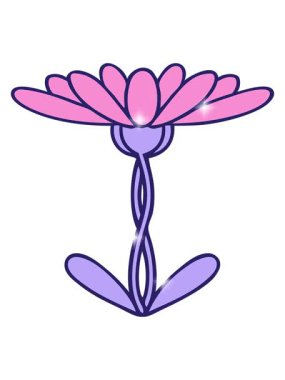 Bir çiçeğin sevimli çizgi filminin ışıltı etkisi