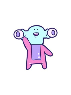 Dost canlısı çizgi film uzaylılarının el sallamasının basınçlı animasyonu