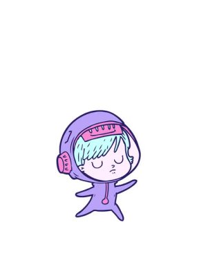 Çizgi film astronot kadın imajının zıplama hareketi animasyonu