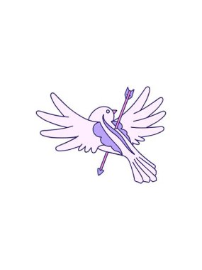 Oklu geleneksel güvercin dövmesinin yıldız patlaması etkisi animasyonu