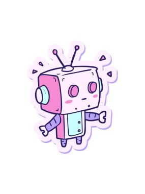 Çizgi film robotunun çıkartmasının pixelize etkisi