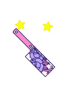 dönen yıldızların canlandırması simgesel dövme tarzında bir satır ve çiçek karikatürü.