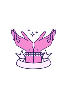 Yanıp sönen radyal çizgiler Bir çift bağlı el çizgi filminin bayrağının canlandırması