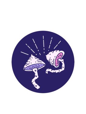 Dövme stili mantarların simgesinin yanıp sönen radyal çizgileri