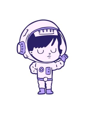 Çizgi film astronot kadın imajının basınçlı animasyonu