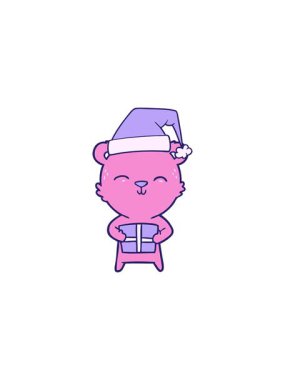 Hediyeli mutlu çizgi film ayısının satış animasyonu.