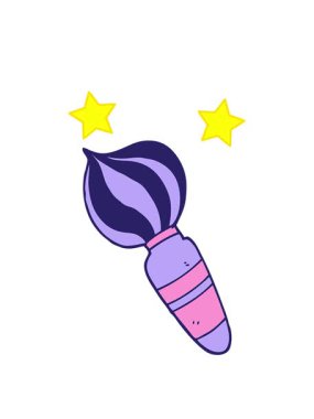 dönen yıldızlar çizgi film animasyonu büyük bir boya fırçasının karalaması