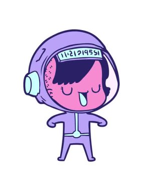 Çizgi film astronot kadının animasyonunu renklendir