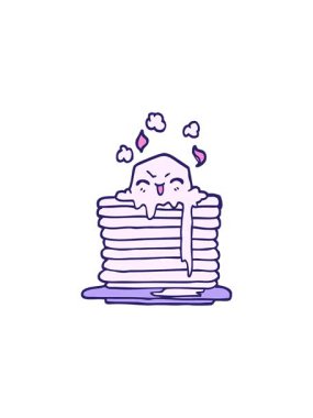 Kreplerin üzerinde eriyen karikatür tarzı tereyağı çizilmiş el çiziminin radyoaktif parlayan animasyonu