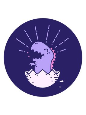 Yumurtadan çıkan dinozor dövmesi ikonunun parlak ışık efekti