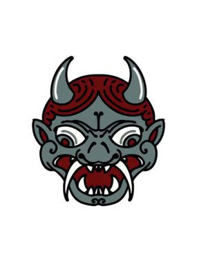 Japon Kabuki Tiyatrosu Oni Maskesi 'nin dönen hareketli animasyonu