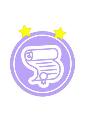 Diploma sertifikası dairesel simgesinin dönen yıldızlar canlandırması