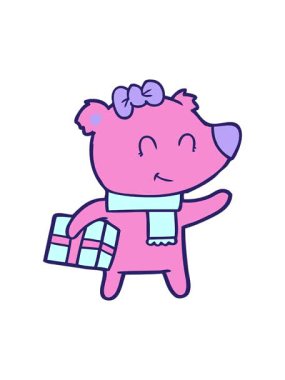 Bir hediye ile ayı çizgi filminin hareketli animasyonu