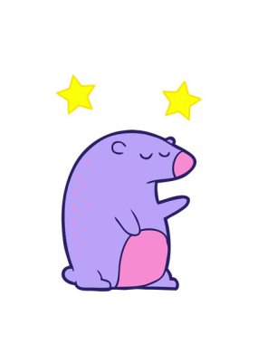 dönen yıldızlar Kawaii ayı çizgi filminin animasyonu