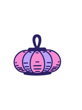 Japon tarzı geleneksel olarak yapılmış asılmış bir fenerin yatay titreşimli animasyonu