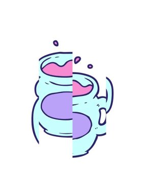 Karikatür fincanının bölünen hareketli animasyonu.