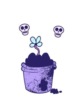 karikatür saksısının dönen kafatası animasyonu