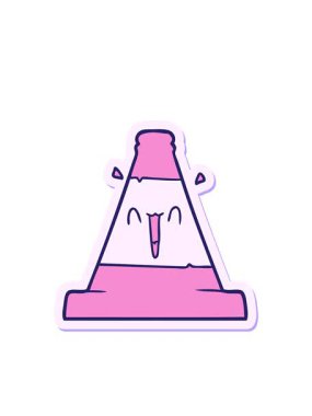 Çizgi film trafik konisi çıkartmasının yanıp sönen radyal çizgileri