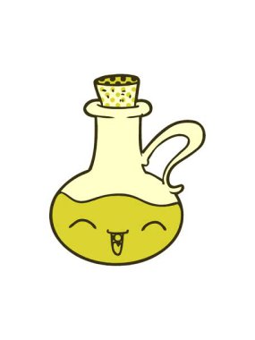 Çizgi filmin renk değiştiren mutlu zeytinyağı şişesi