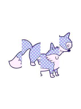 Bir tilki çizgi filminin bölünmüş hareket animasyonu