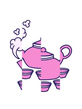 Japon çay demliğinin buharlı tasarımı ile hareketli animasyonu.