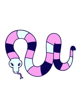 neon light effect animation of quirky cartoon snake
