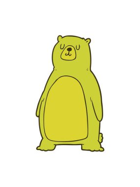 Kawaii çizgi film ayı çiziminin renk animasyonu değişiyor