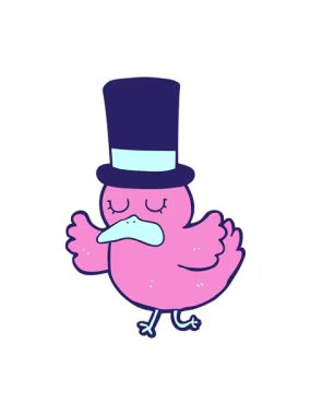 Çizgi film ördeğinin silindir şapka takmasının canlandırma efekti