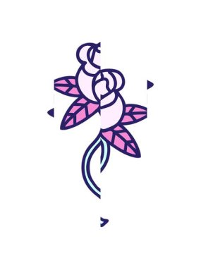 Çiçeğin basit karalama tarzında bölünen hareket animasyonu