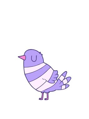 Parlak sevimli kuşun çizgi filminin zıplama hareketi.