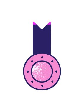 Altın madalyanın retro grunge desenli çizgi filmini canlandırın.