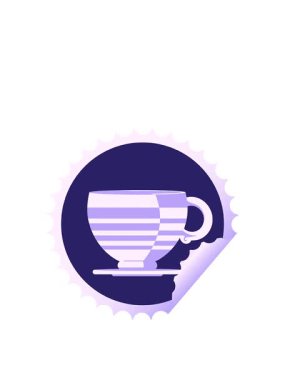 Kahve fincanının hareketli animasyonu grafik vektör illüstrasyon yuvarlak etiket damgası