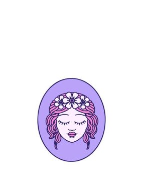 Dövmenin animasyonunu, gözleri kapalı bir genç kızın geleneksel stiliyle genişletiyorum.