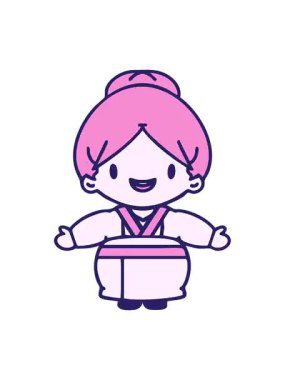 Kollarını açmış mutlu bir Japon kadının titreyen hareketi.