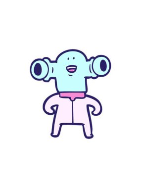 Dost canlısı çizgi film uzaylısının hareketli animasyonu