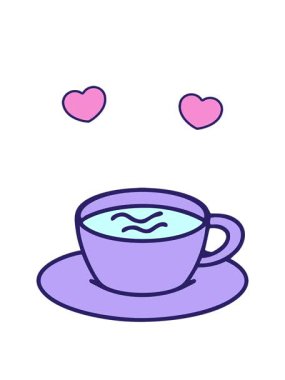 dönen kalpler geleneksel Brezilya kahvesi fincanı çiziminin animasyonu