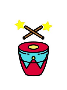 dönen yıldızlar geleneksel Brezilya davul perküsyon enstrümanının animasyonu