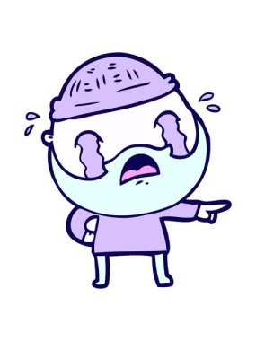 Çizgi film karakteri sakallı adamın ağlama efekti.