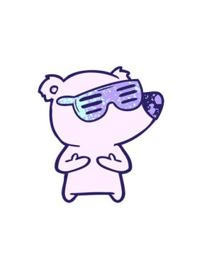 Dikkat çekici bir çizgi film karakteri. Güneş gözlüğü takan ayı.