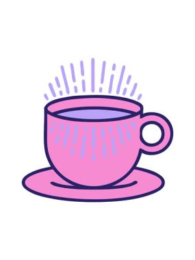 İkonik dövme tarzının dönen hareketli animasyonu kahve fincanının illüstrasyonu