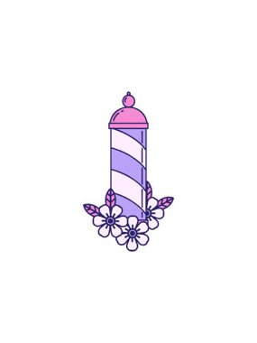 Berber direğinin ikonik dövme stili karikatürünün radyoaktif parlak animasyonu